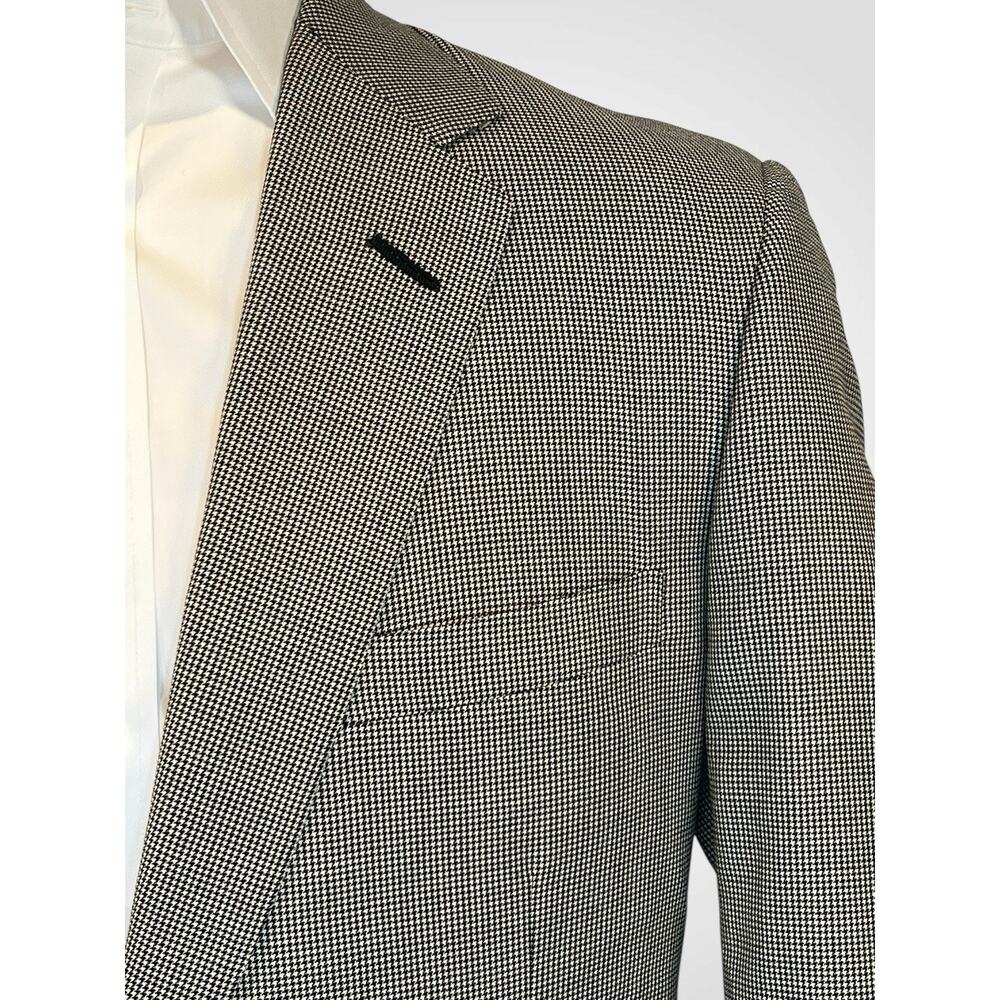 Vtg Oxxford Micro-Houndstooth Super 100s Suit 44L 37x29 Black Ivory 1/4 Lined - Picture 8 of 16